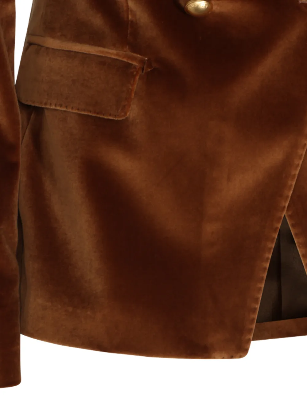 Tagliatore double-breasted velvet jacket Bruin