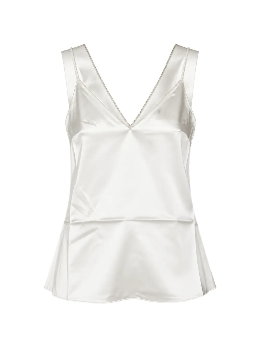 Brunello Cucinelli satin-finish V-neck top Wit
