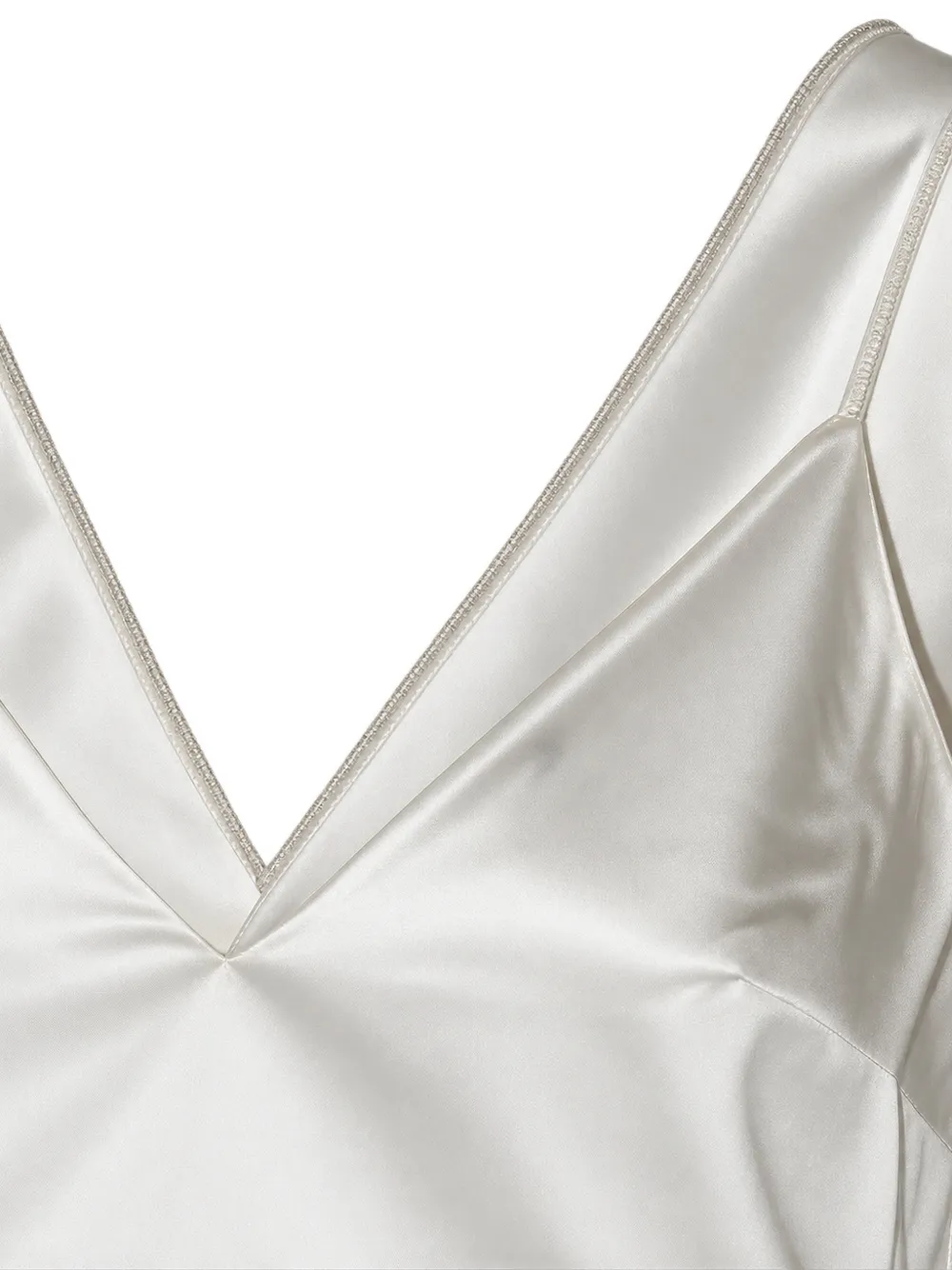 Brunello Cucinelli satin-finish V-neck top Wit