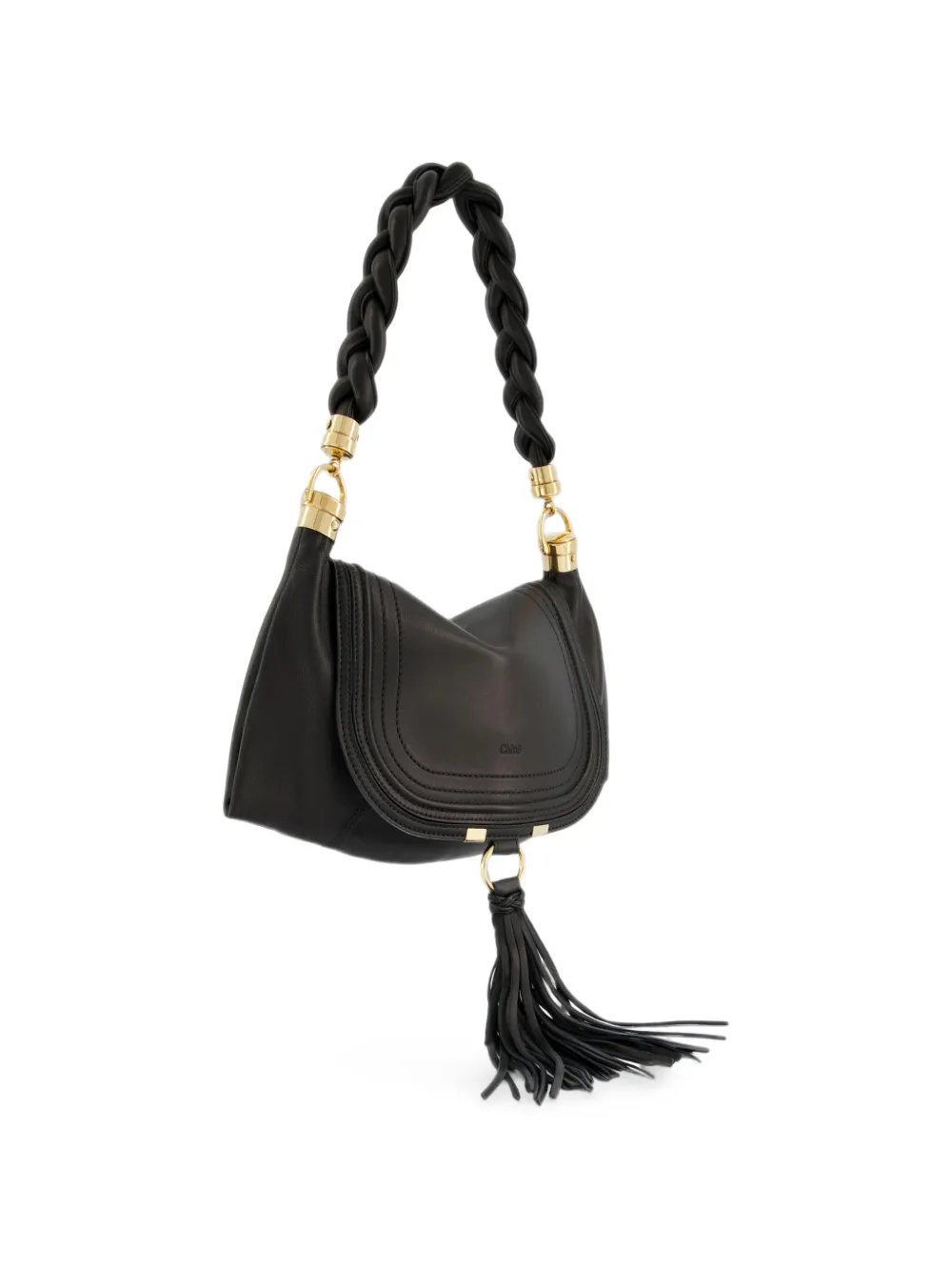 Chloé small Marcie Foulard shoulder bag in soft leather Zwart