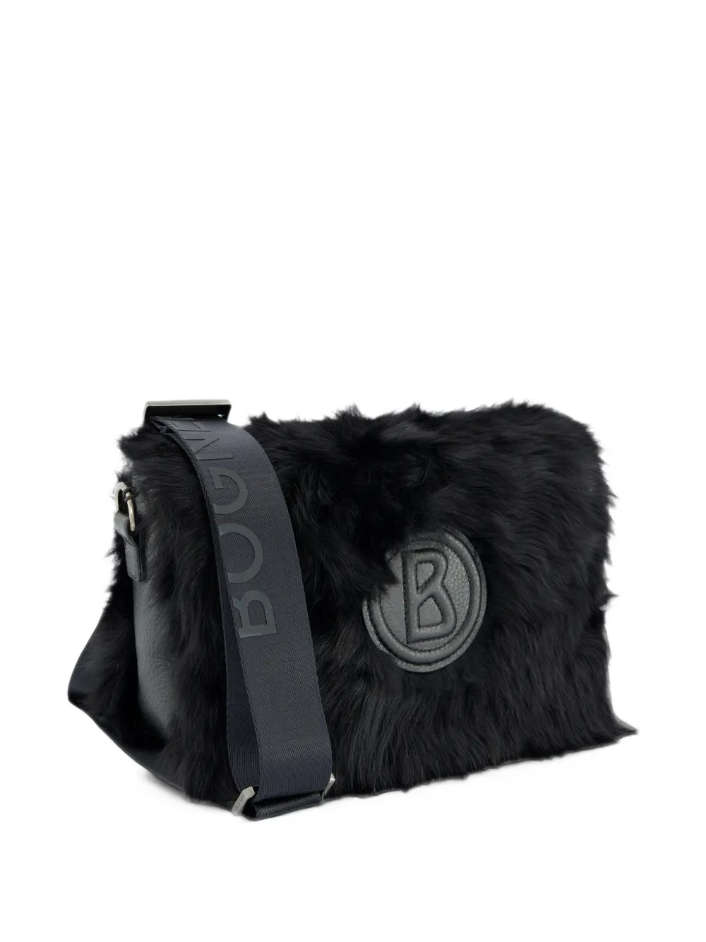 BOGNER logo-patch faux-fur shoulder bag Zwart
