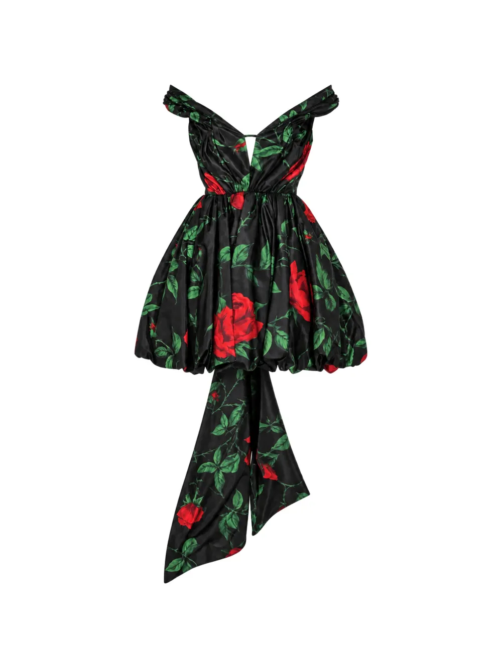 Blumarine rose-print taffeta mini dress - Schwarz