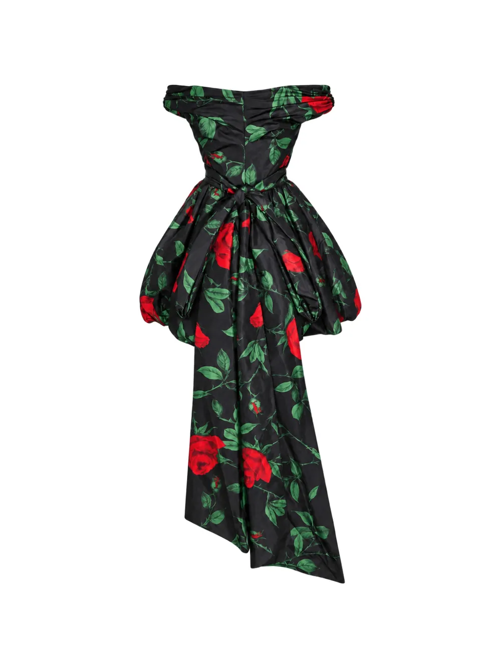 Blumarine rose-print taffeta mini dress Zwart