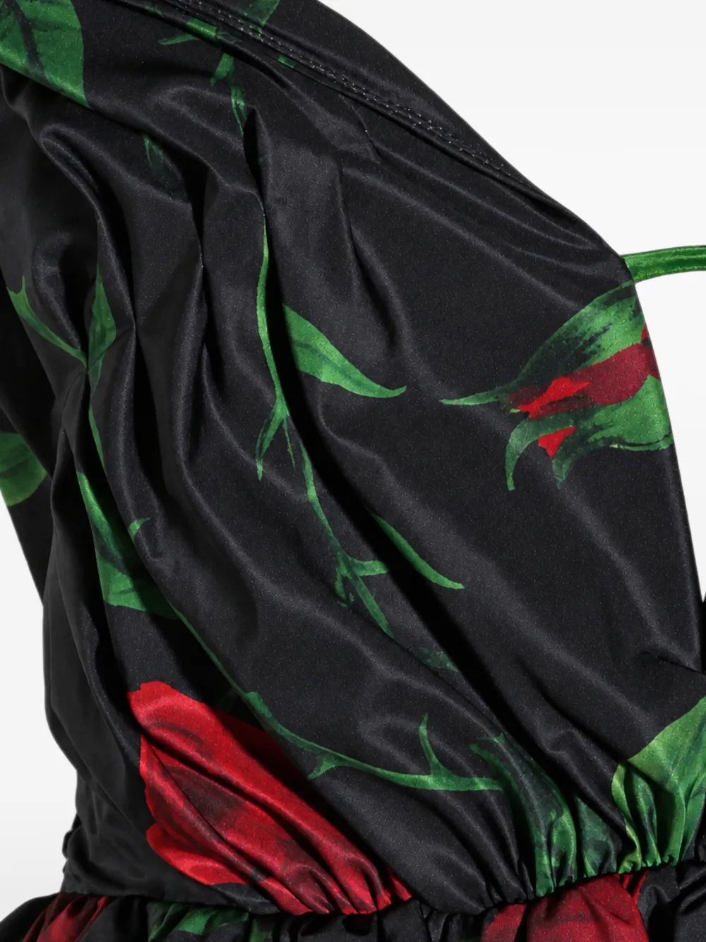 Blumarine rose-print taffeta mini dress Zwart