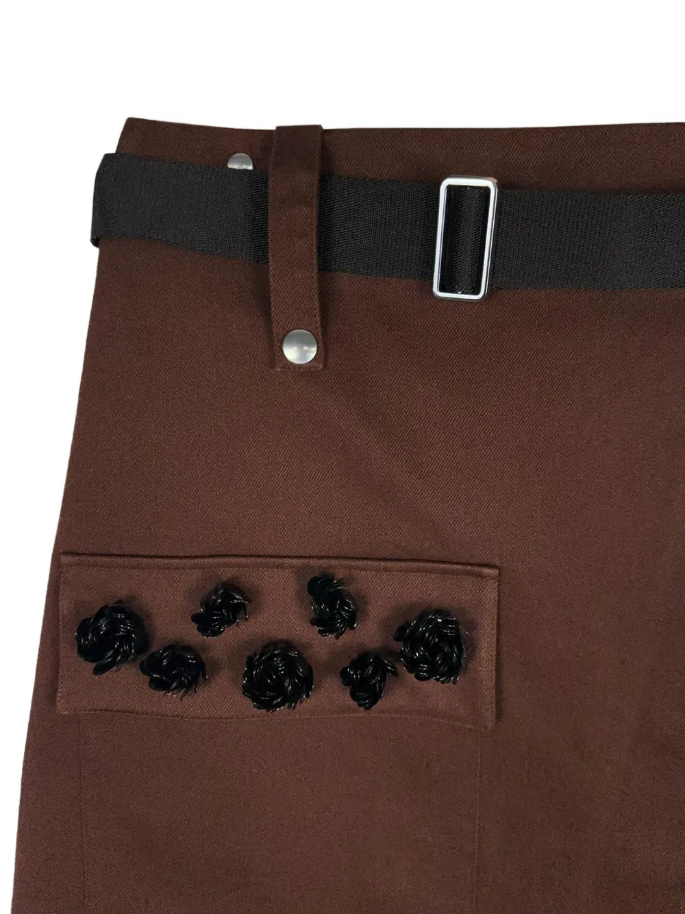 Plan C floral-embellished wrap midi skirt Bruin