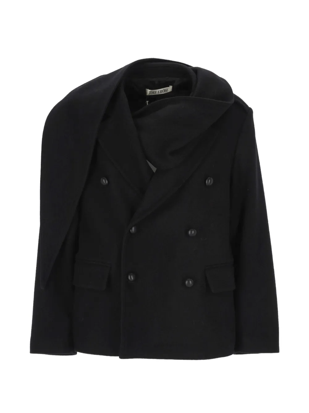 The Erose double-breasted draped-scarf jacket - Schwarz