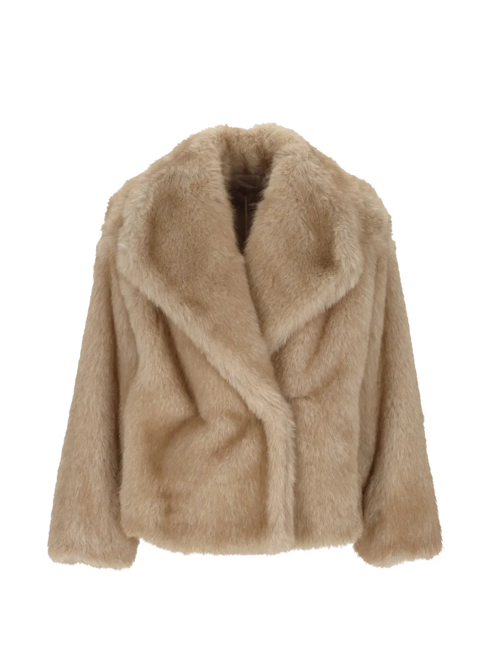 Marella faux-fur notched-lapel jacket - Nude