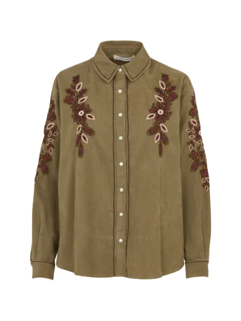 MAISON HOTEL Camicia Kafka in velluto a coste con ricamo floreale