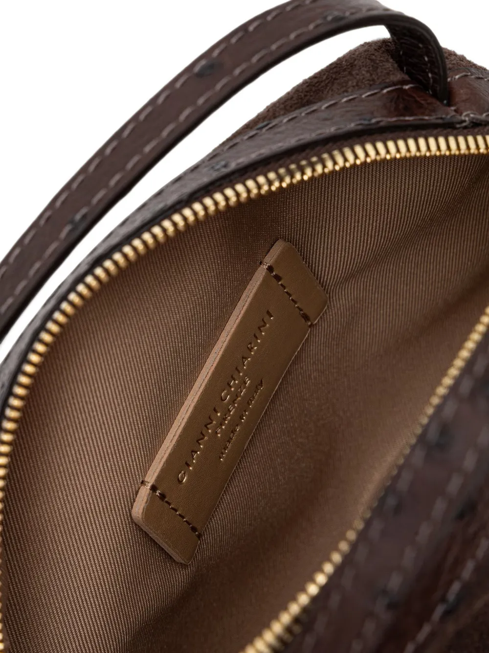 GIANNI CHIARINI Kleine Alifa suède shopper met struisvogel-effect Bruin