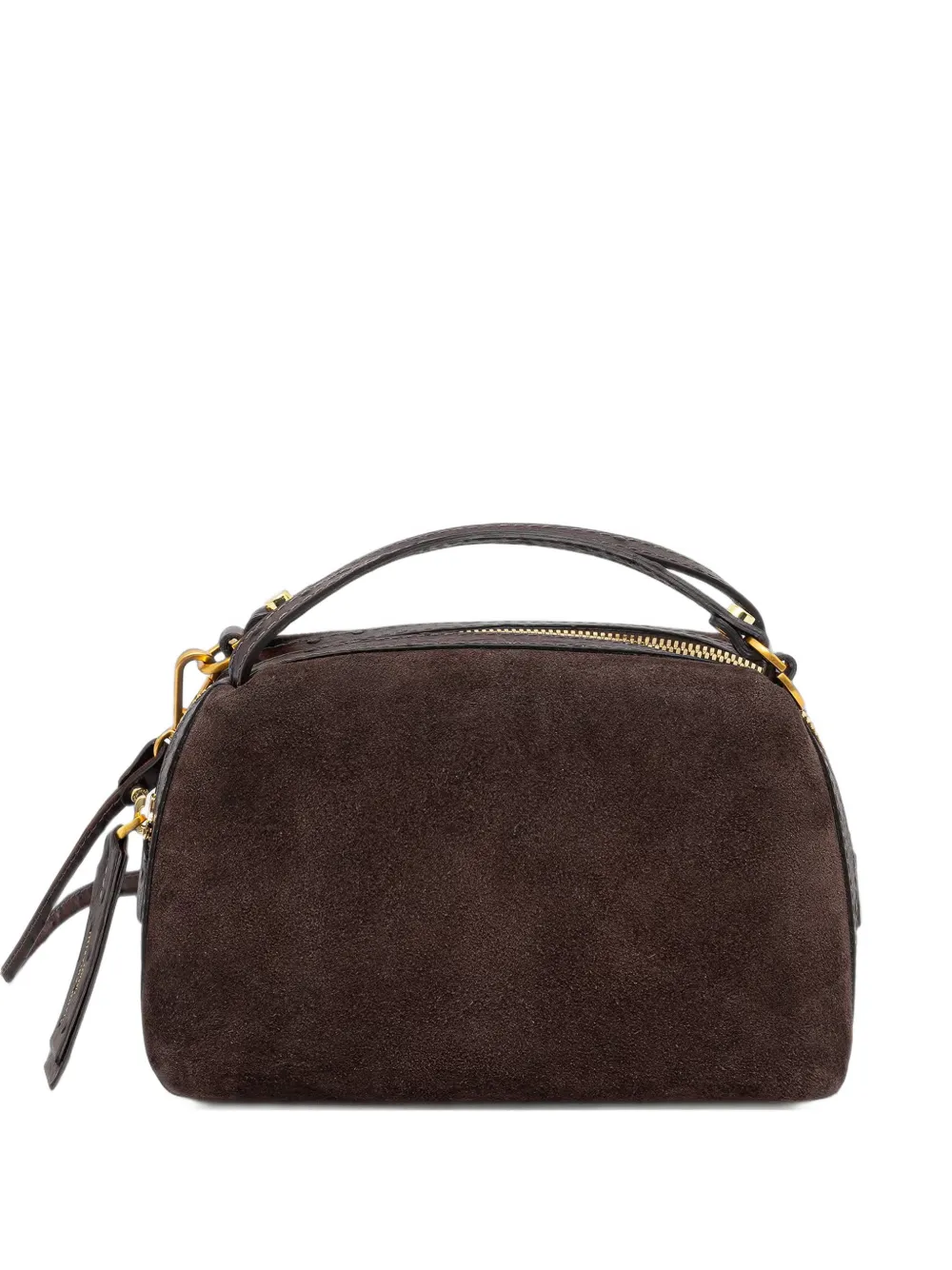 GIANNI CHIARINI Kleine Alifa suède shopper met struisvogel-effect Bruin