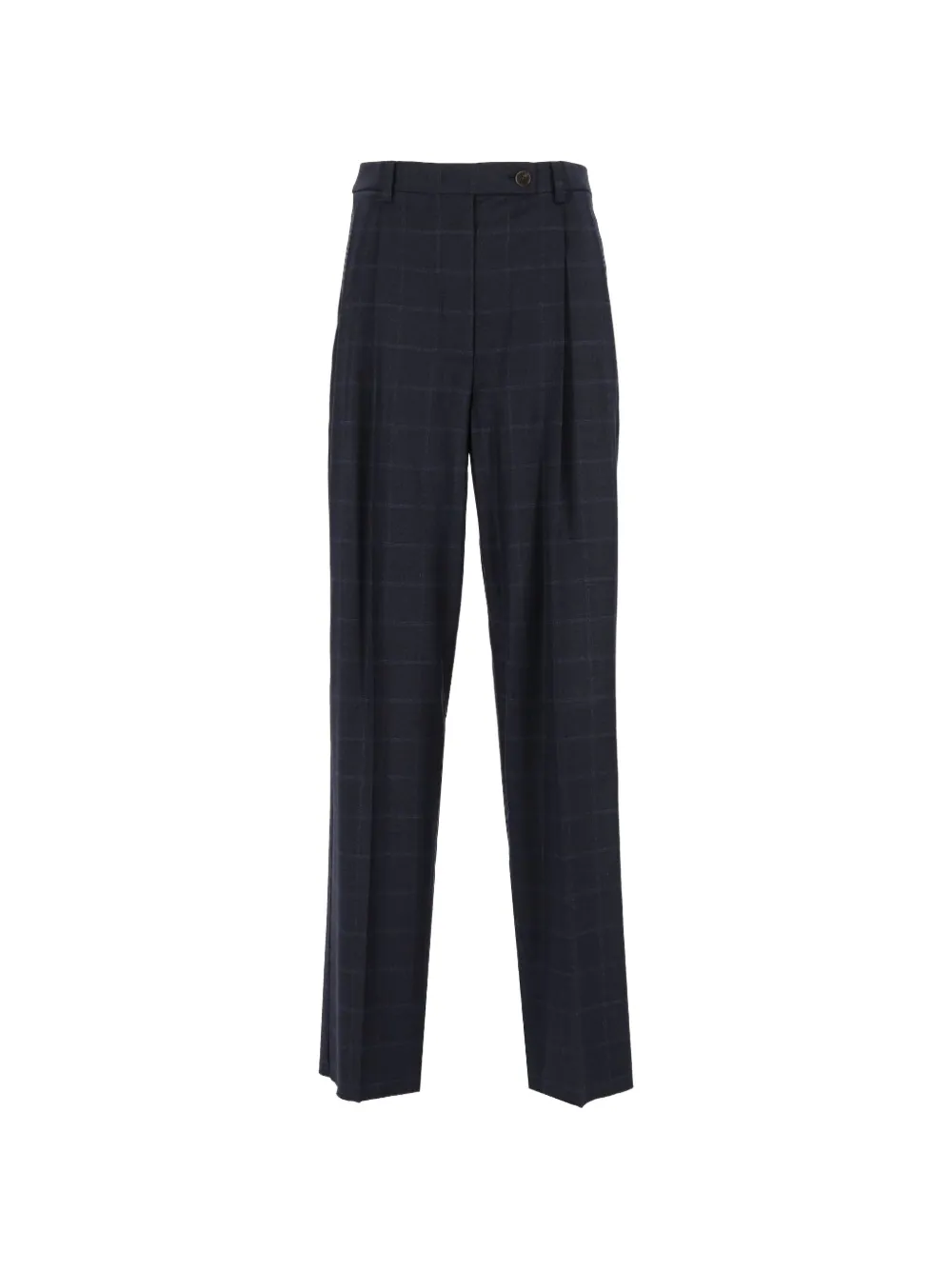 Emporio Armani checked trousers in stretch virgin wool with front pleats - Blu