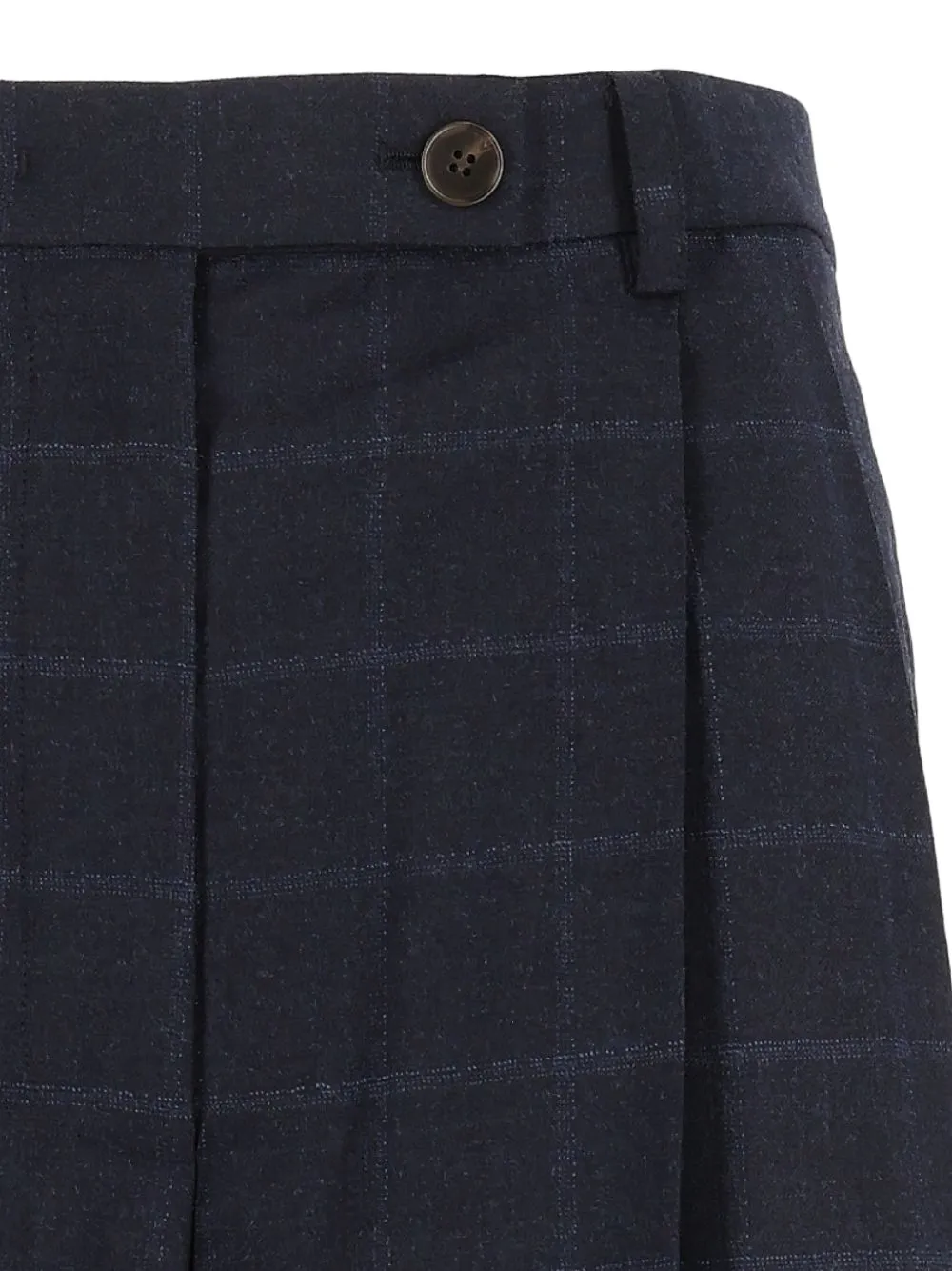 Emporio Armani checked trousers in stretch virgin wool with front pleats Blauw