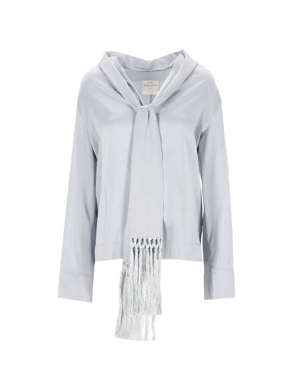 Forte Blouse van zijdesatijn met franje Grijs