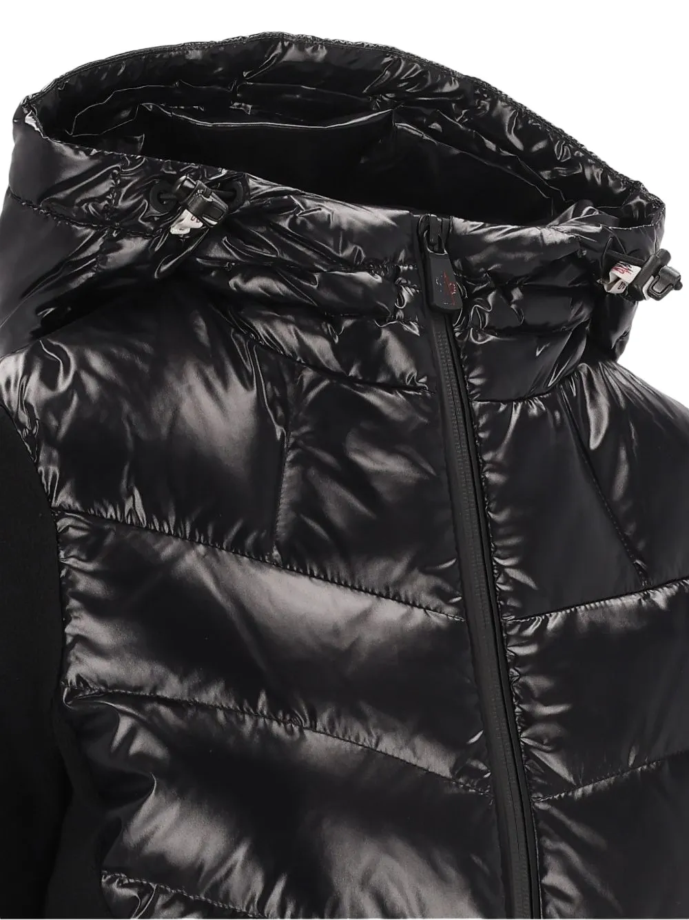 Moncler Grenoble quilted-panel drawstring hoodie Zwart