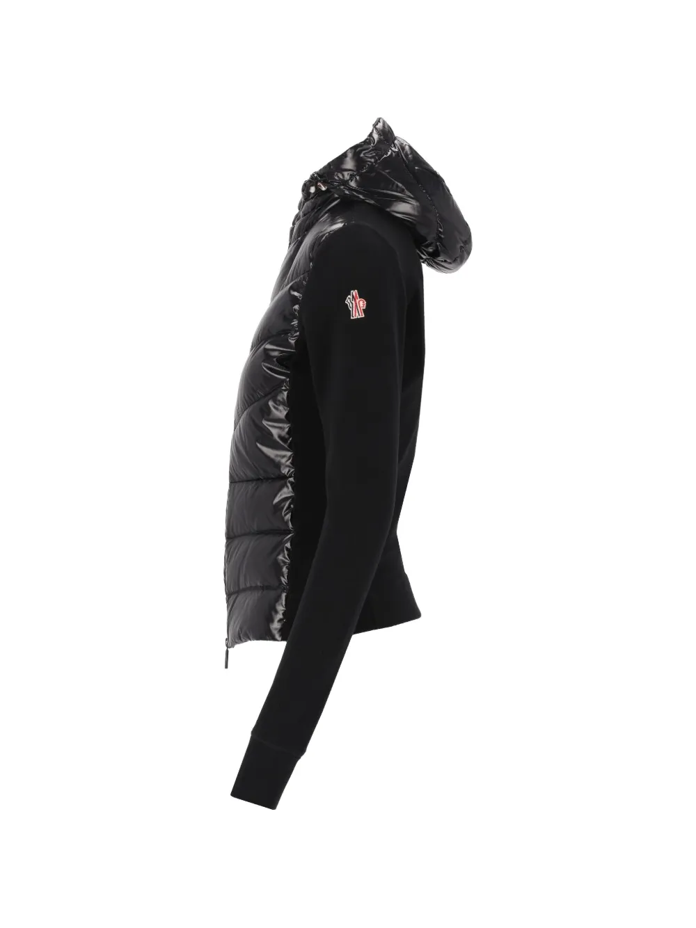 Moncler Grenoble quilted-panel drawstring hoodie Zwart