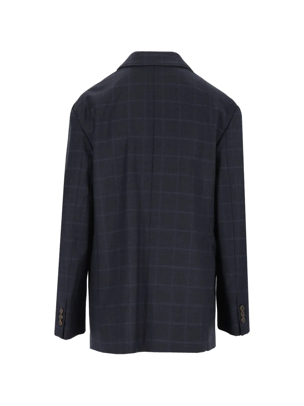 Emporio Armani single-breasted blazer in check stretch virgin wool Blauw