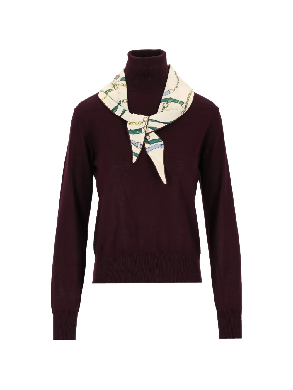 Forte silk-scarf roll-neck sweater Rood