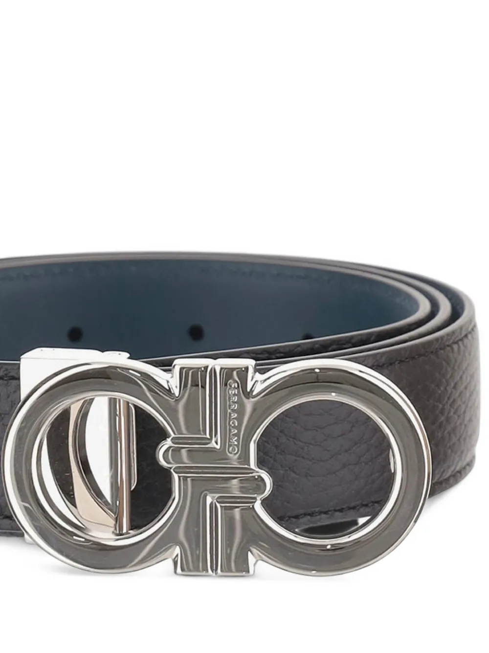 Ferragamo Omkeerbare en verstelbare Gancini riem Zwart