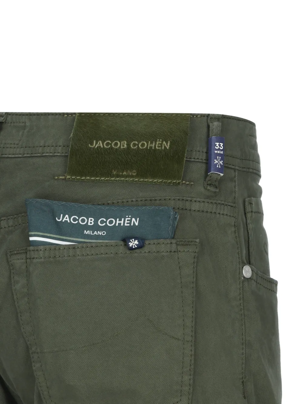 Jacob Cohën logo-patch straight-leg trousers Groen