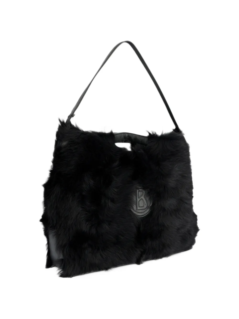 BOGNER shearling logo-patch shoulder bag Zwart