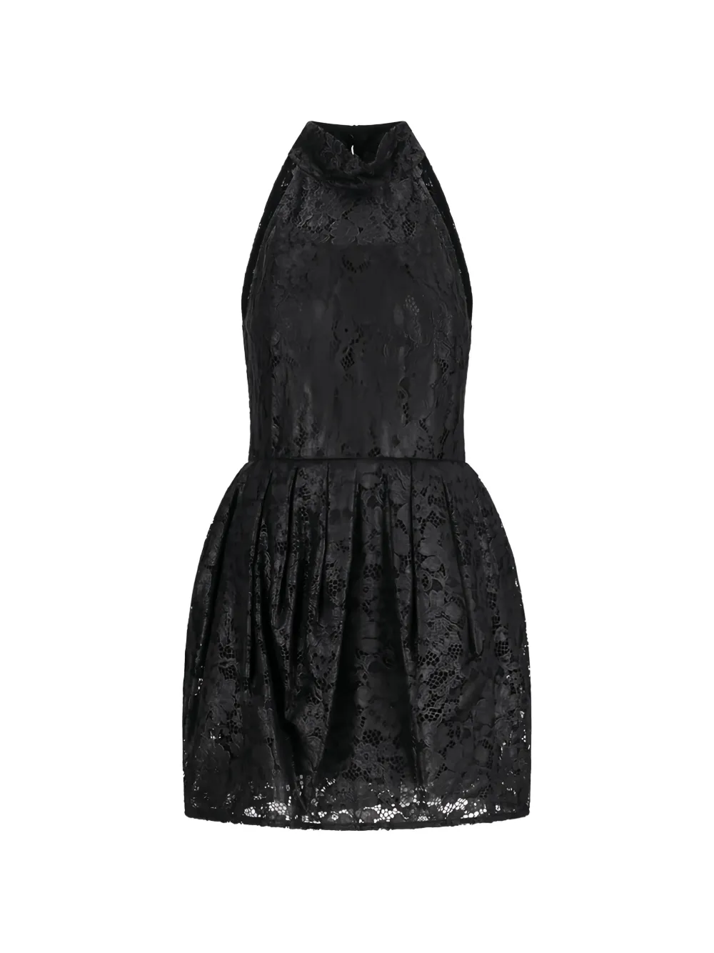 Blumarine lace-overlay pleated mini dress Zwart