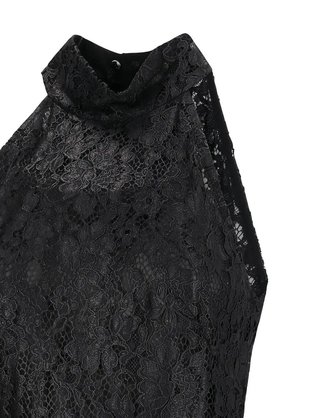 Blumarine lace-overlay pleated mini dress Zwart