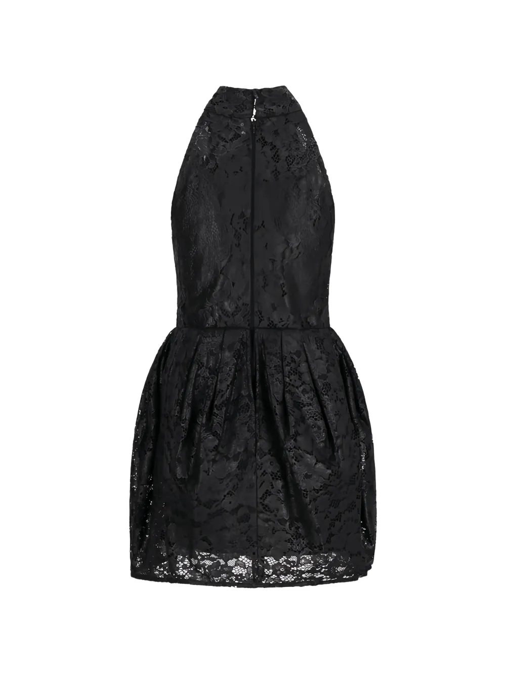 Blumarine lace-overlay pleated mini dress Zwart