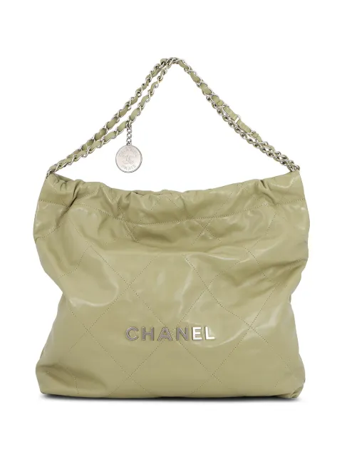 CHANEL Pre-Owned 2021-2026 Small Quilted Shiny Calfskin 22 Handbag tote bag