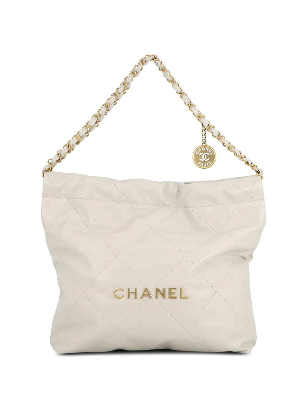 CHANEL Pre-Owned 2021-2026 Small Quilted Shiny Calfskin 22 Handbag tote bag - White