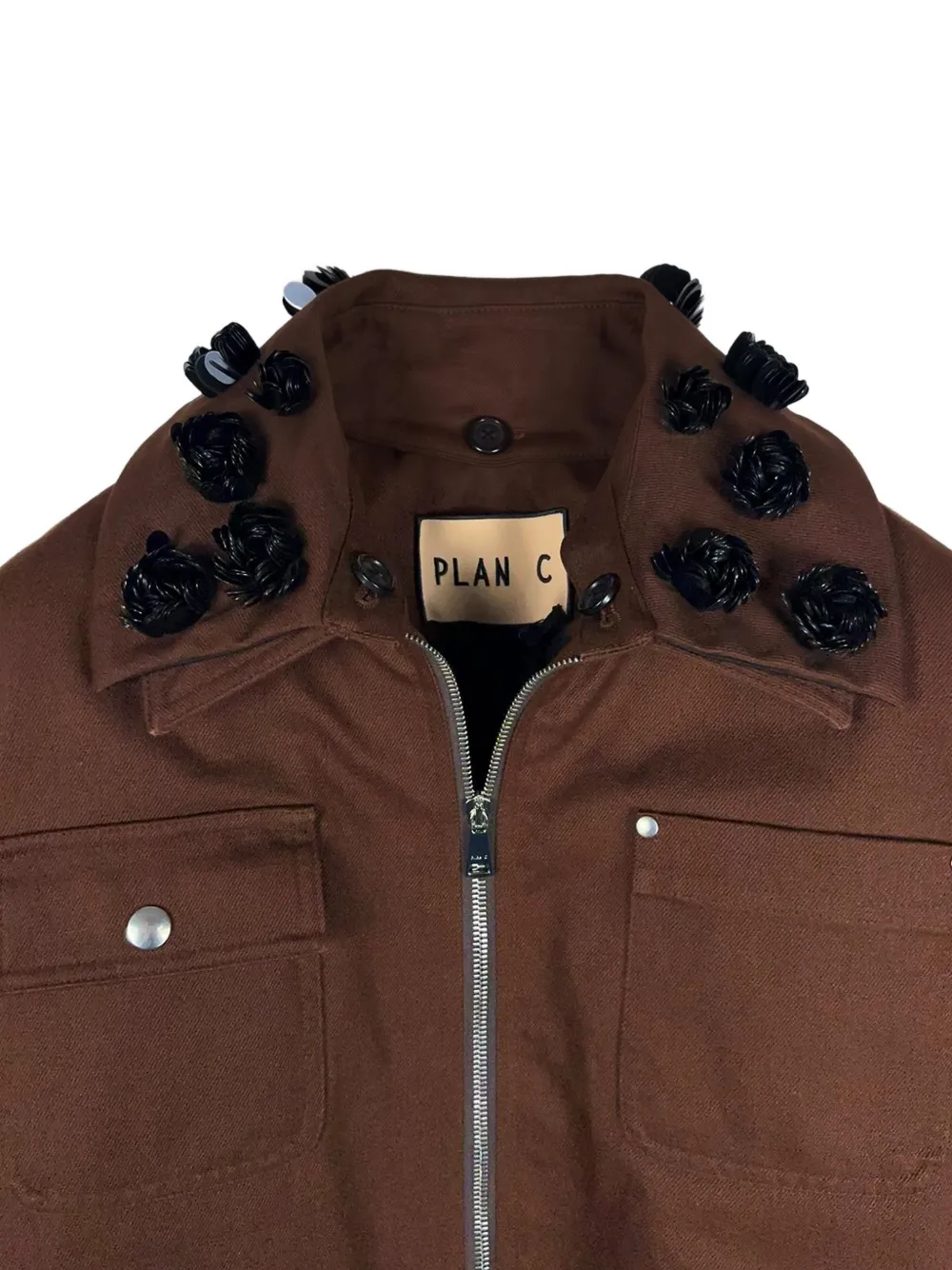 Plan C sequin-embellished spread-collar jacket Bruin