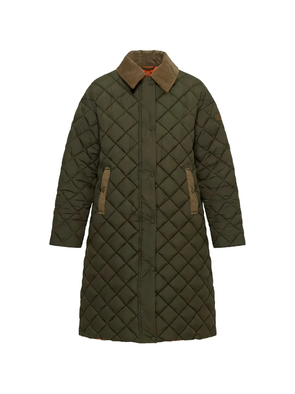 Save The Duck Sadie quilted corduroy-collar coat - Green