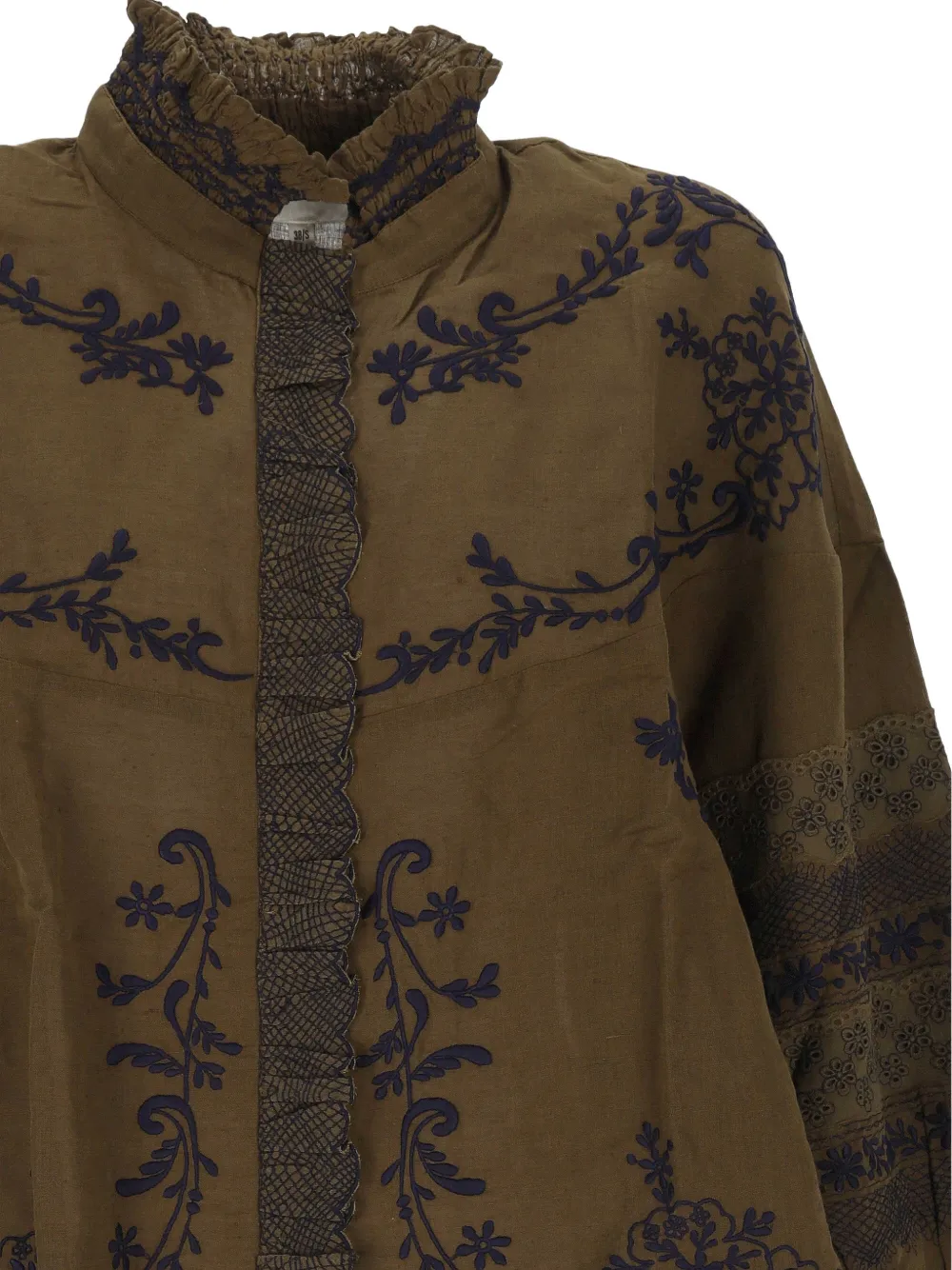 Antik Batik Penny blouse met borduurwerk en ruches Groen