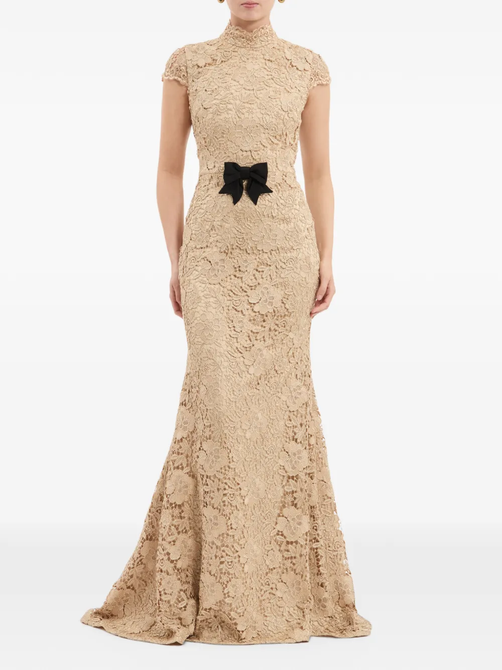 Rebecca Vallance Nottingham avondjurk met korte mouwen Beige