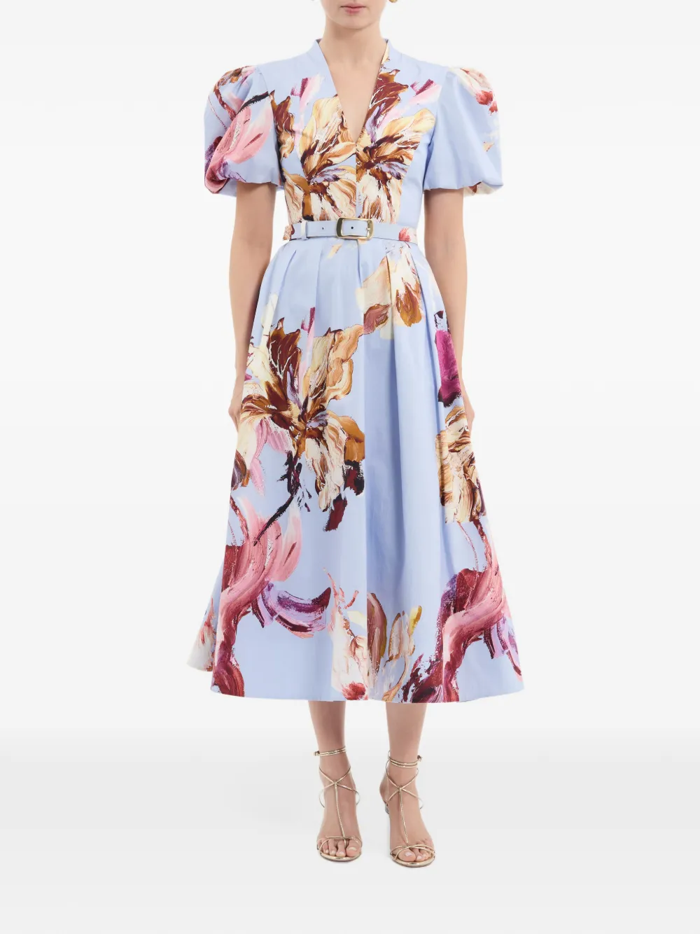 Rebecca Vallance Midi-jurk met Fleur De Lis-print Blauw