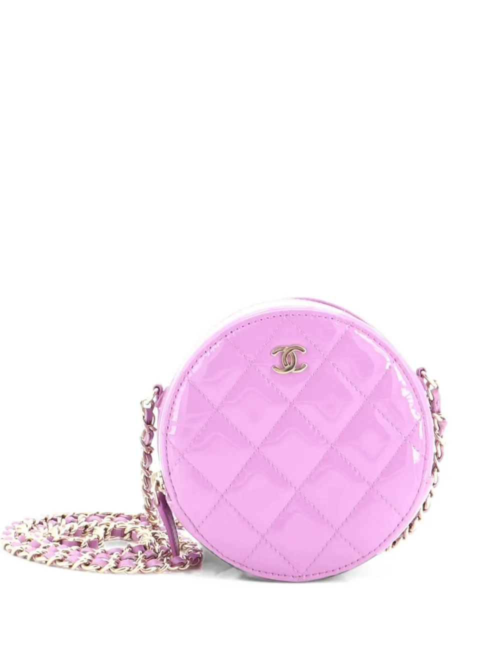 CHANEL Pre-Owned Round Clutch with Chain Quilted Patent Mini crossbody bag - Viola