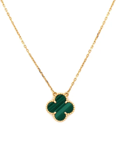 Van Cleef & Arpels Pre-Owned Vintage Alhambra Pendant 18K Yellow Gold and Malachite necklace