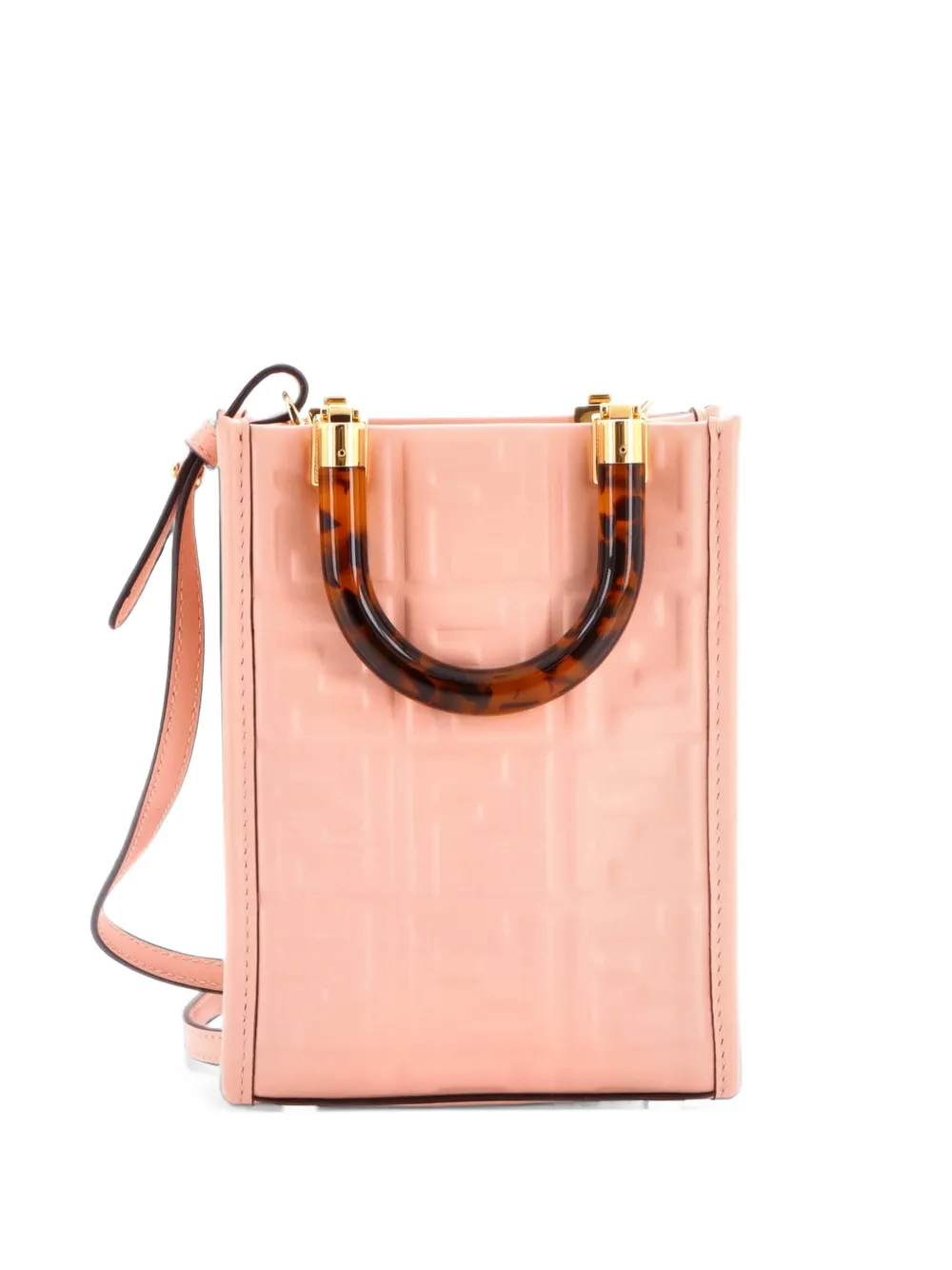 Fendi Pre-Owned Sunshine Shopper Zucca Embossed Leather Mini tote bag - Rose Fendi Pre-Owned Sunshine Shopper Zucca Embossed Leather Mini tote bag - Rose