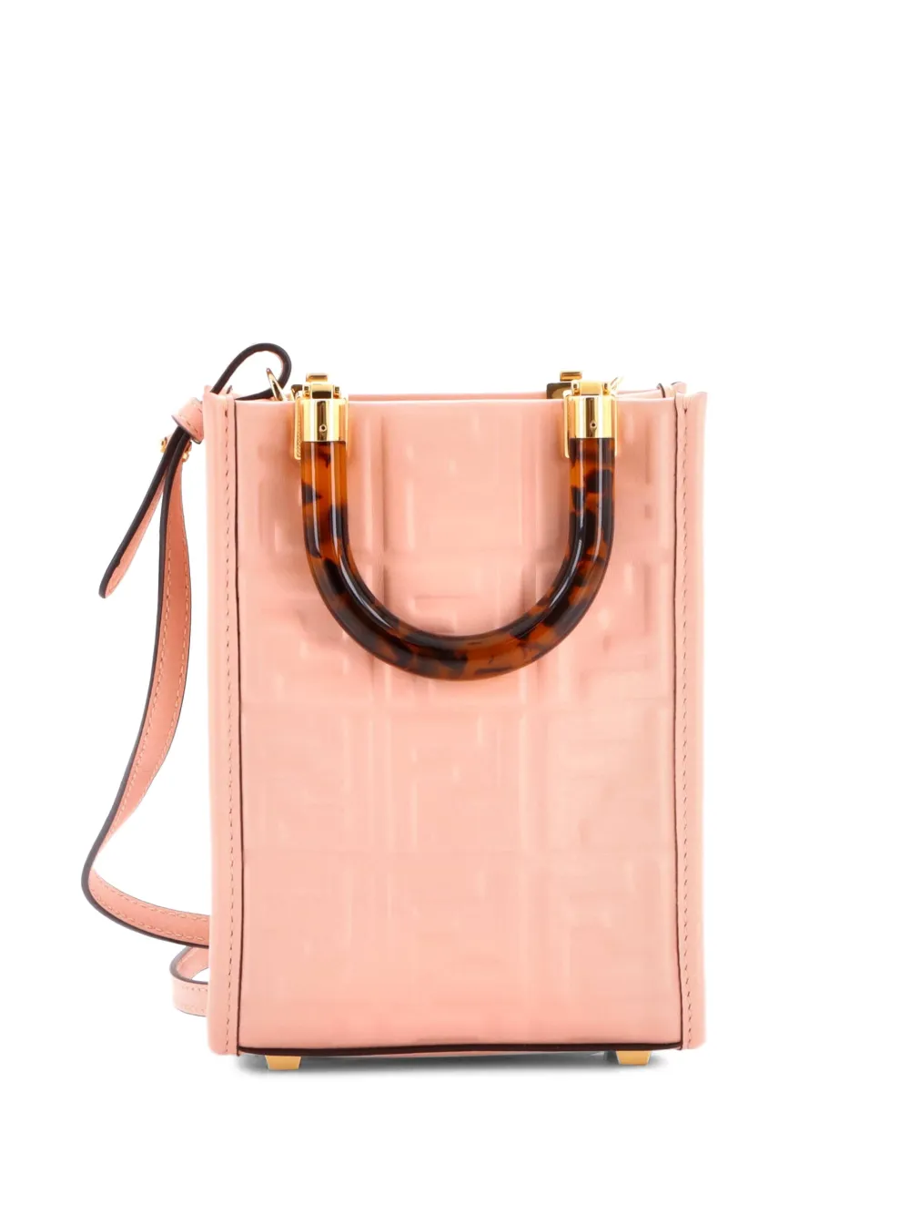 Fendi Pre-Owned Sunshine Shopper Zucca Embossed Leather Mini tote bag - Rosa