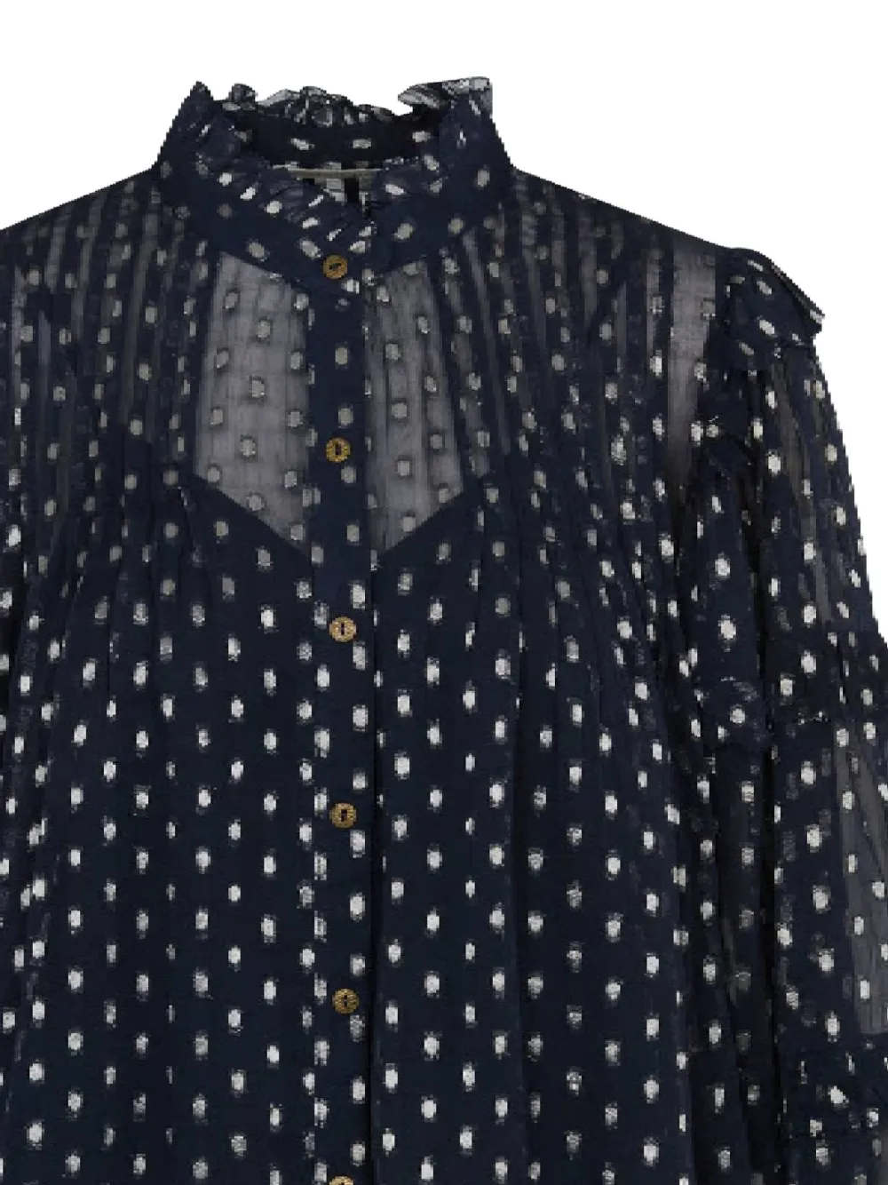 MAISON HOTEL Simona blouse met stippen en ruches Blauw