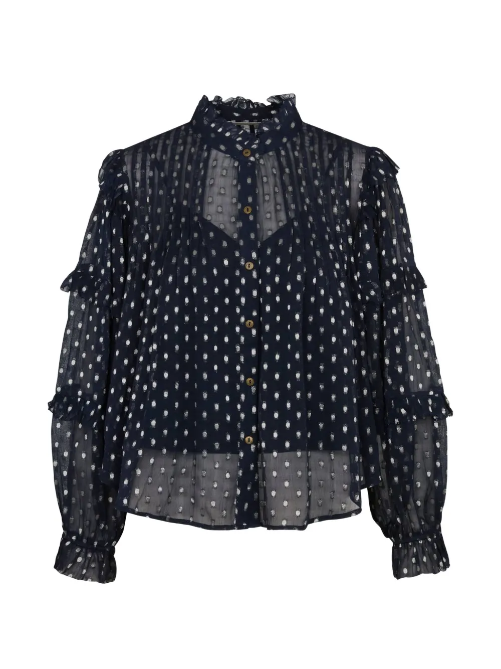 MAISON HOTEL Simona ruffled polka-dot blouse