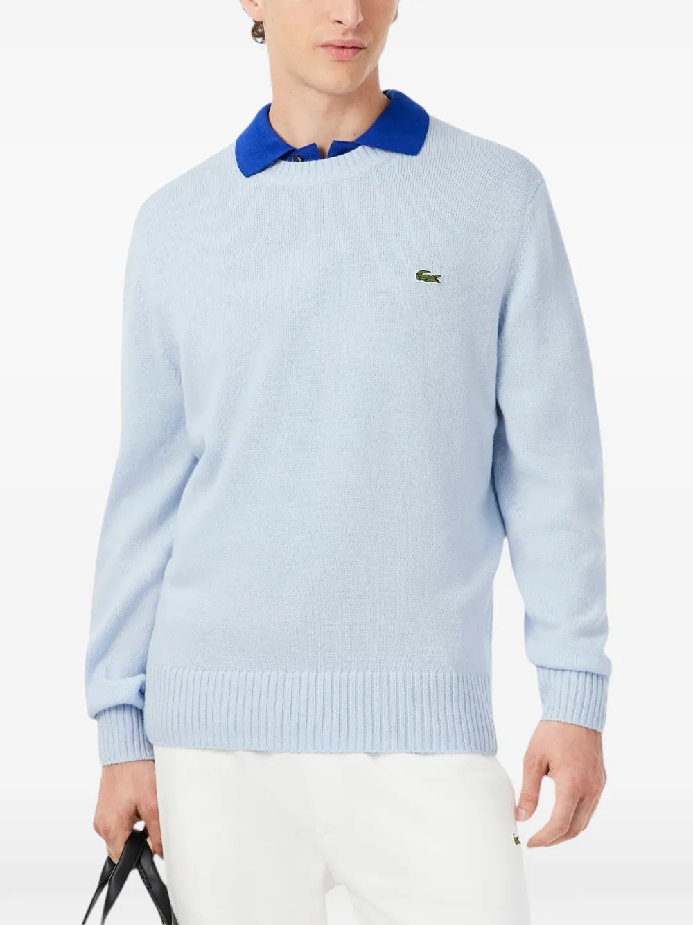 Lacoste Wollen trui met ronde hals Blauw