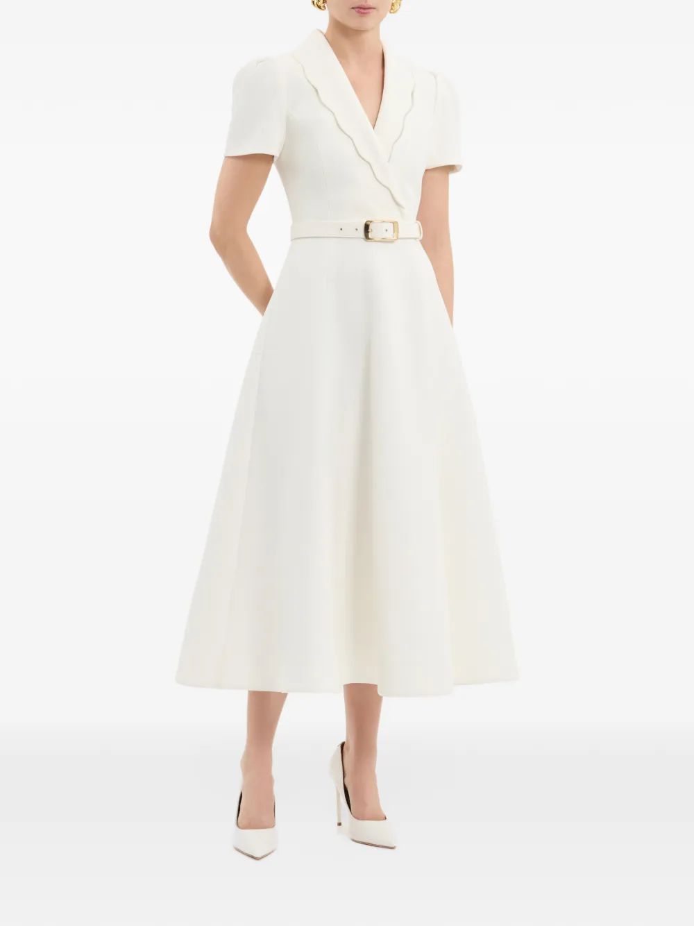 Rebecca Vallance Christopher midi-jurk met korte mouwen Wit