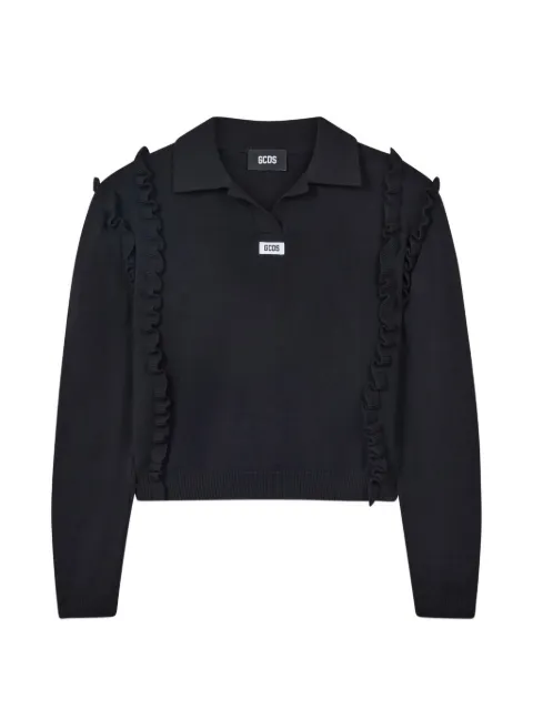 GCDS Medusa ruffled-cropped polo shirt