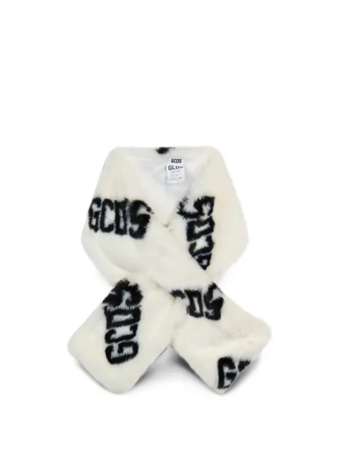 Gcds Kids logo-print faux-fur scarf