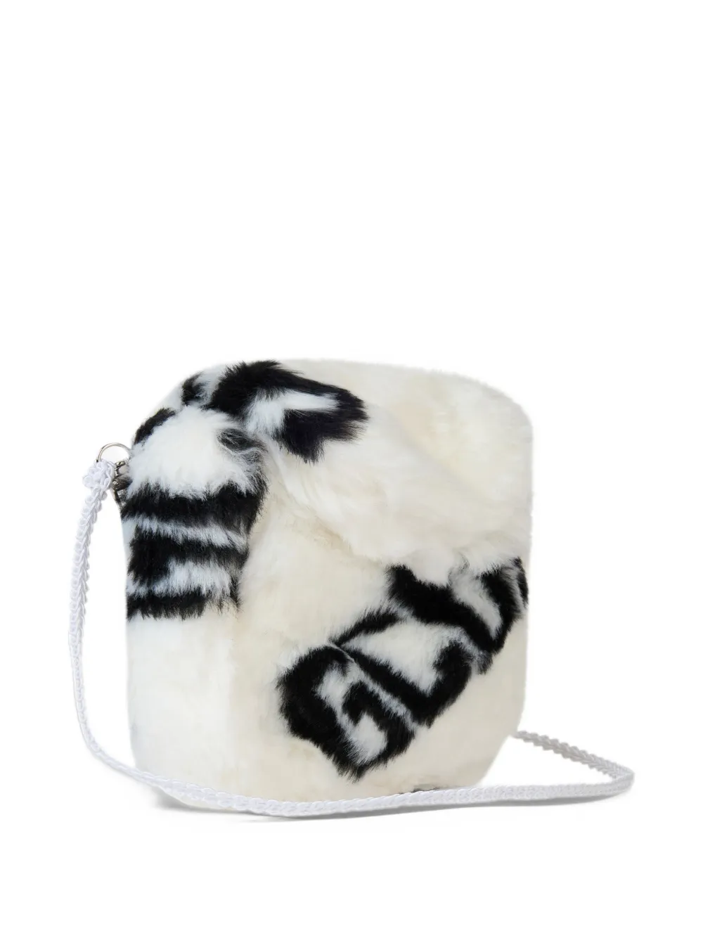 GCDS logo-print faux-fur shoulder bag Wit