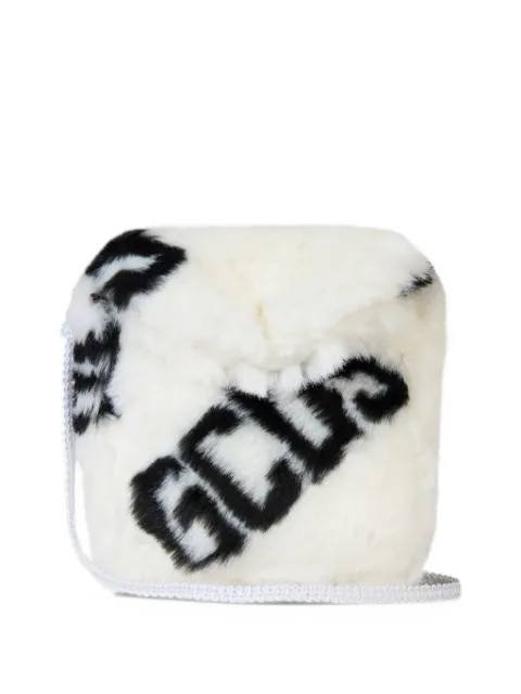 GCDS logo-print faux-fur shoulder bag