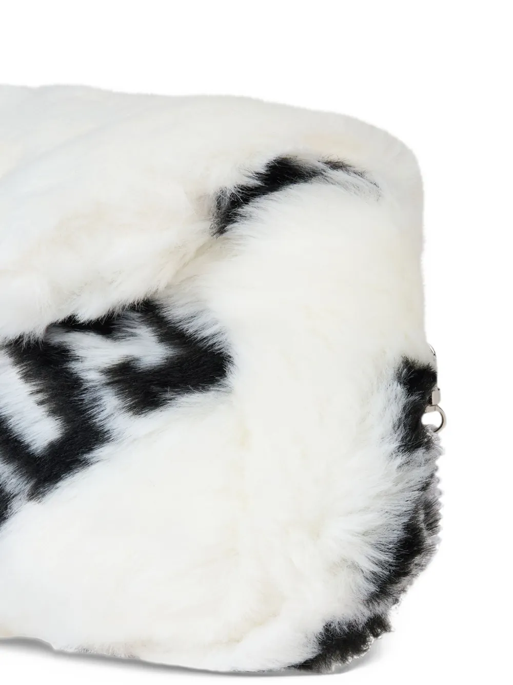 GCDS logo-print faux-fur shoulder bag Wit