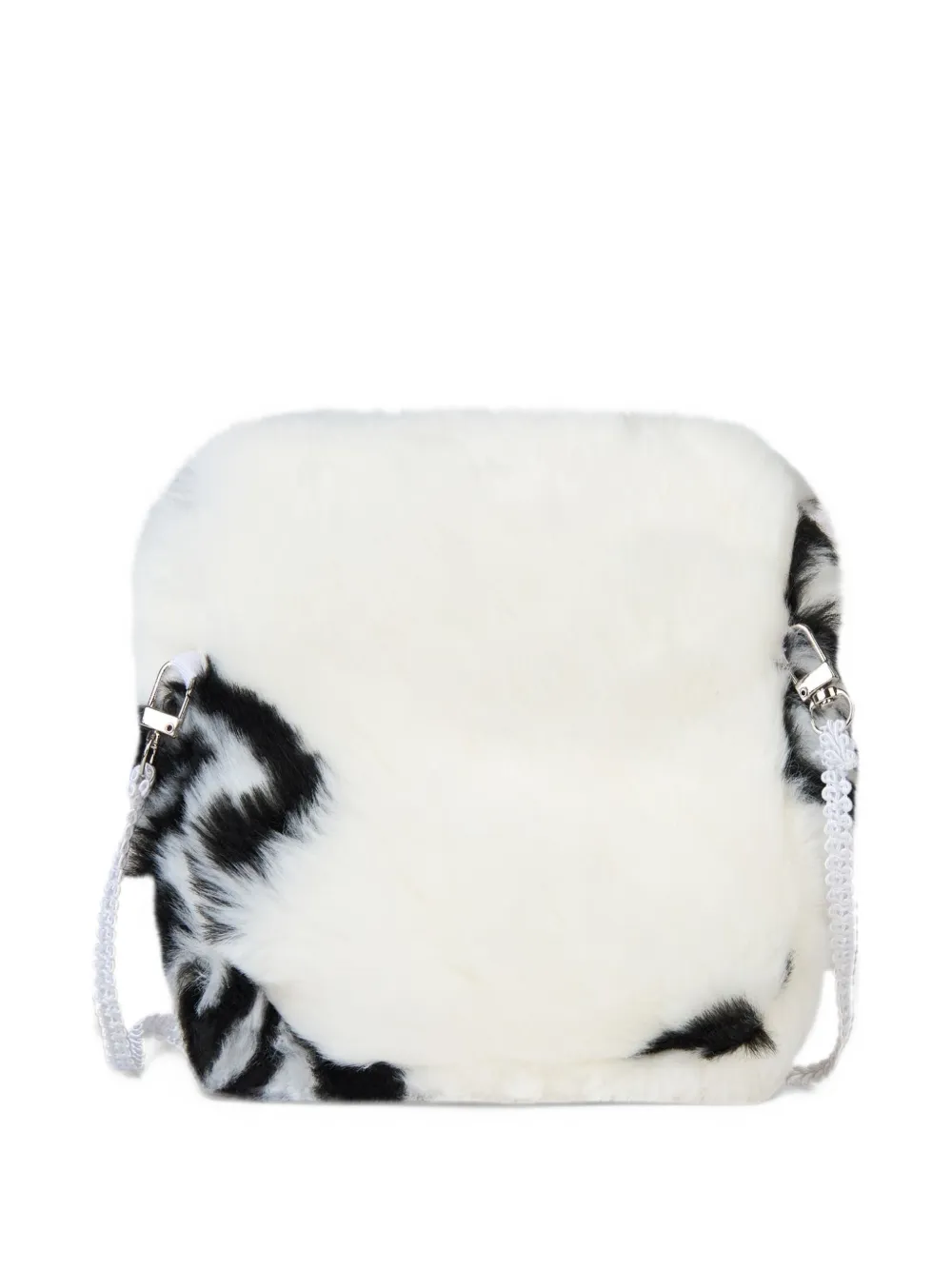 GCDS logo-print faux-fur shoulder bag Wit