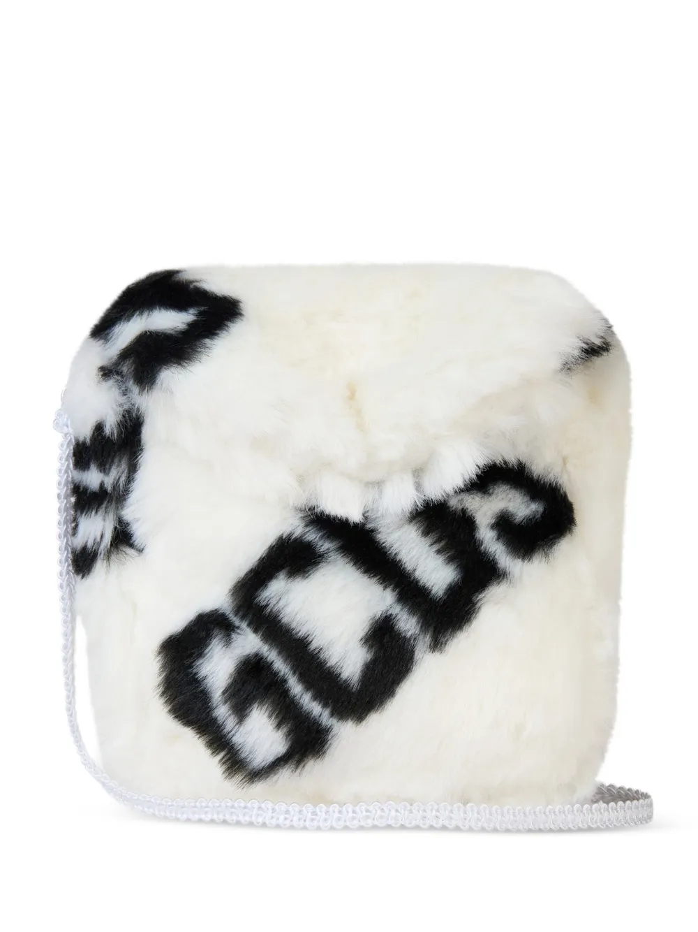 GCDS logo-print faux-fur shoulder bag - Bianco