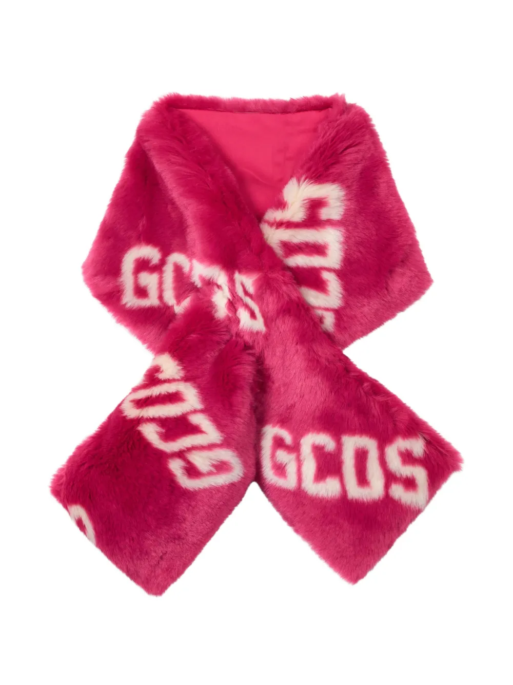 GCDS logo-print faux-fur scarf - Rosa